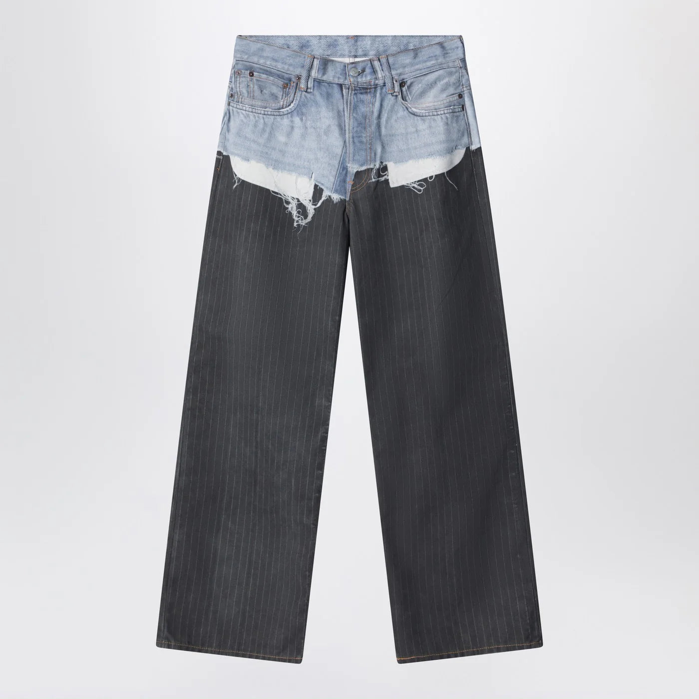 Acne Studios Trompe-l'oeil jeans in blue/pinstrike pattern