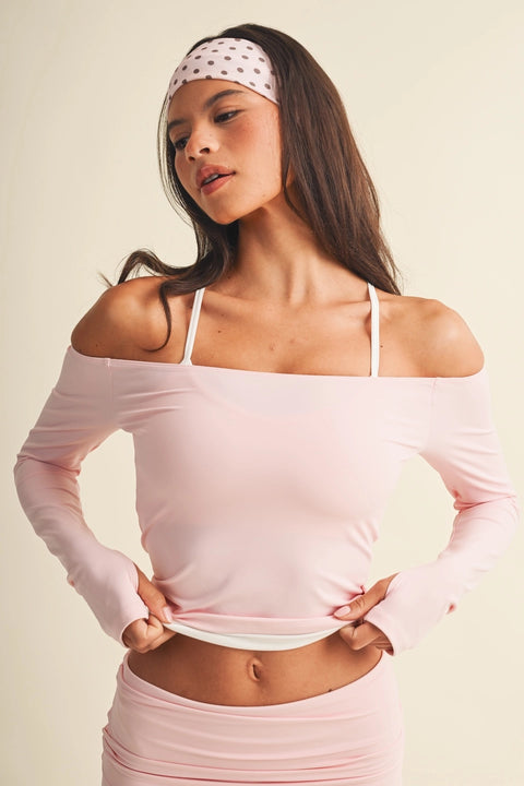 Active Off Shoulder Double Layered Top