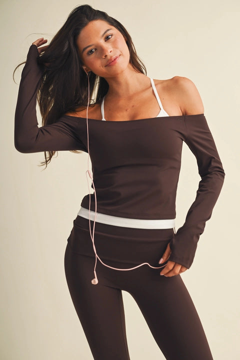 Active Off Shoulder Double Layered Top