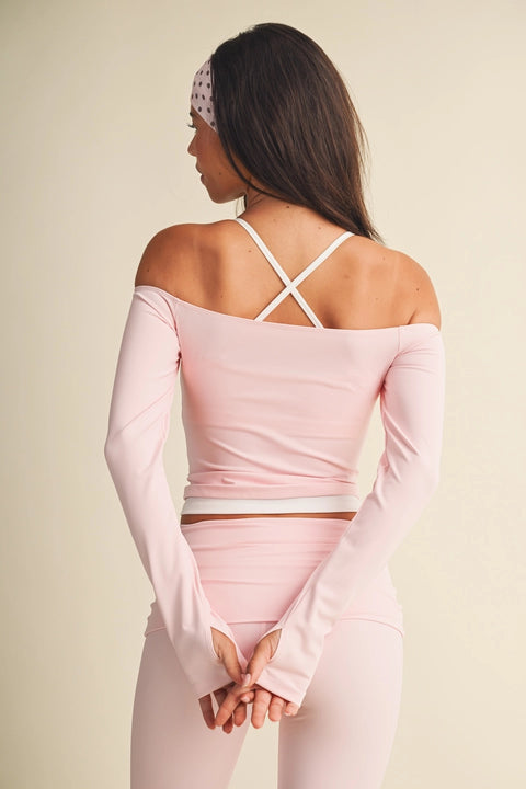 Active Off Shoulder Double Layered Top