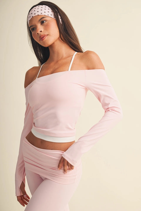 Active Off Shoulder Double Layered Top
