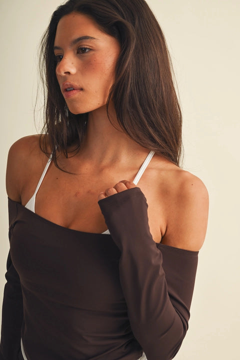 Active Off Shoulder Double Layered Top