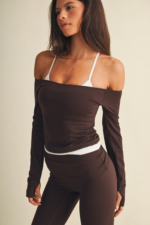 Active Off Shoulder Double Layered Top