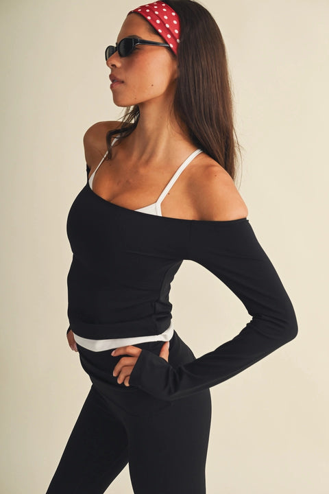 Active Off Shoulder Double Layered Top