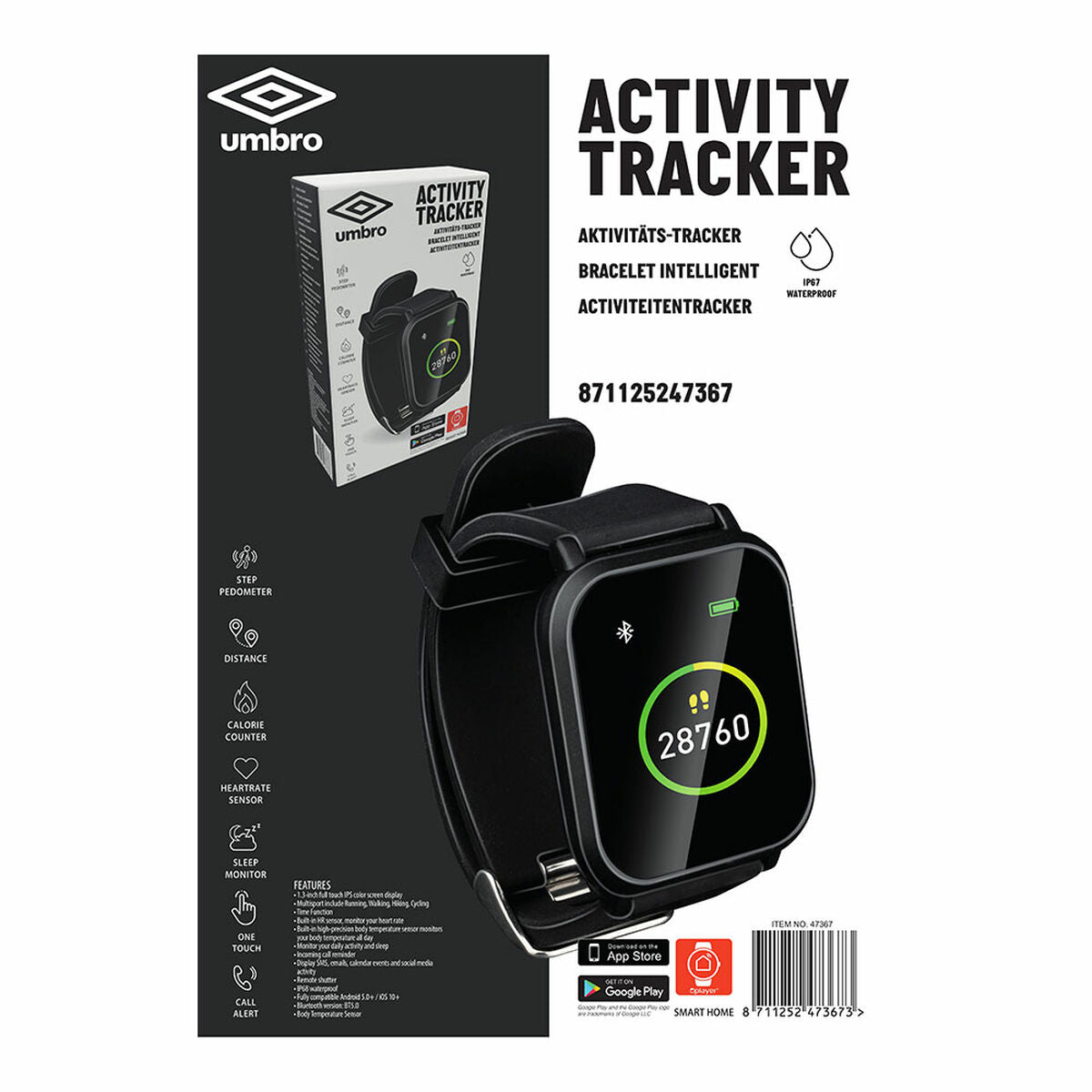 Activity Bangle Umbro Black 1,3" Rectangular-Sports and outdoors, Electronics and devices-Umbro-Urbanheer