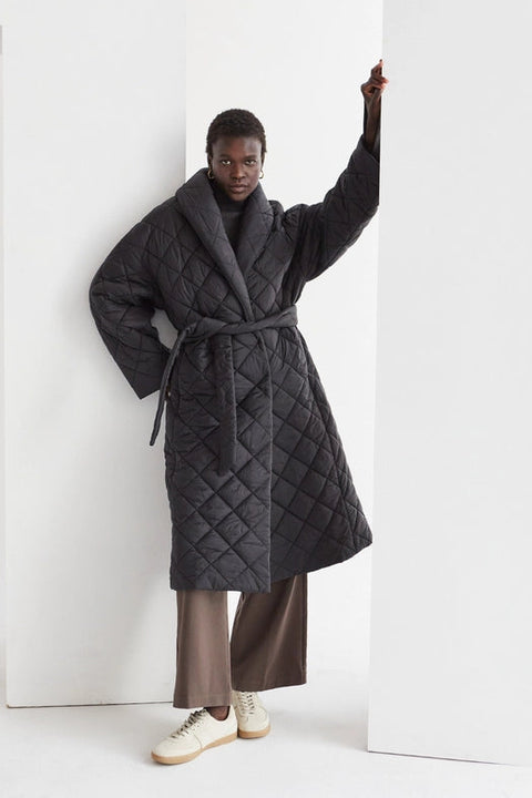 Adeline Quilted Puffer Wrap Coat-Coat-Crescent-XS/S-Black-Urbanheer