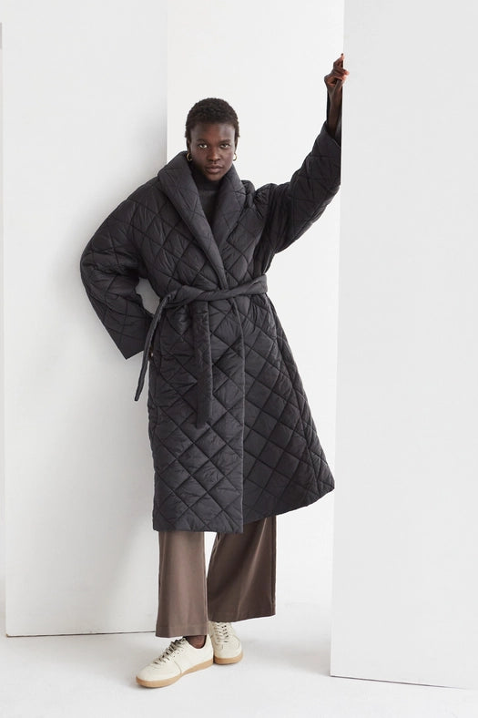 Adeline Quilted Puffer Wrap Coat-Coat-Crescent-XS/S-Black-Urbanheer