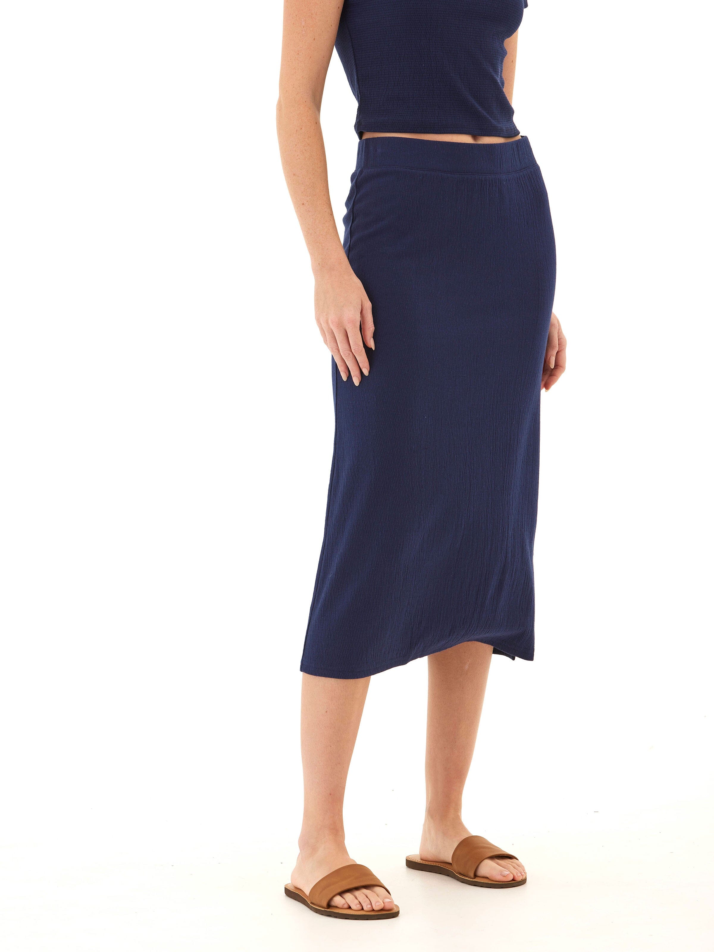 Adella Smocked Jersey Midi Skirt