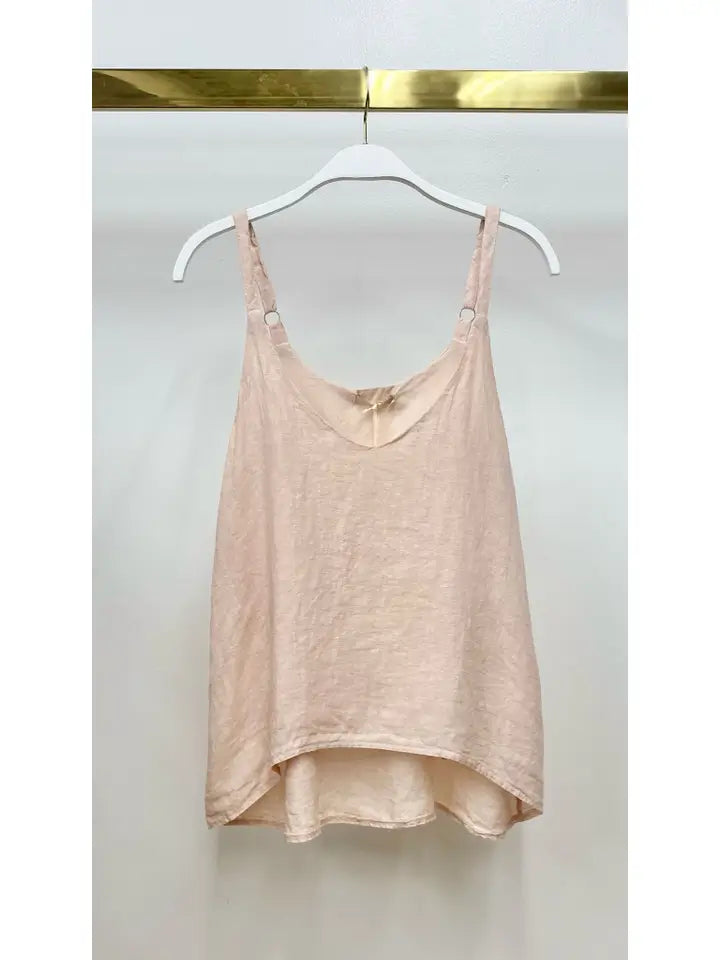 Adjustable Strap Linen Tank Top-Tank Top-MILIO MILANO-XS-Blush-Urbanheer