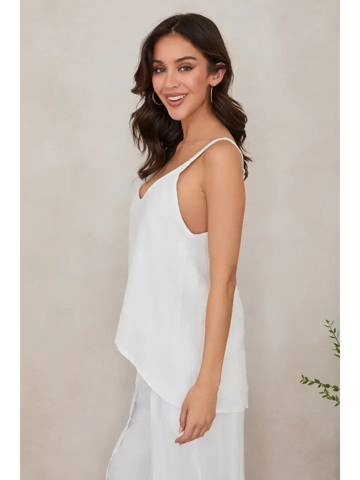 Adjustable Strap Linen Tank Top White-Tank Top-MILIO MILANO-XS-White-Urbanheer