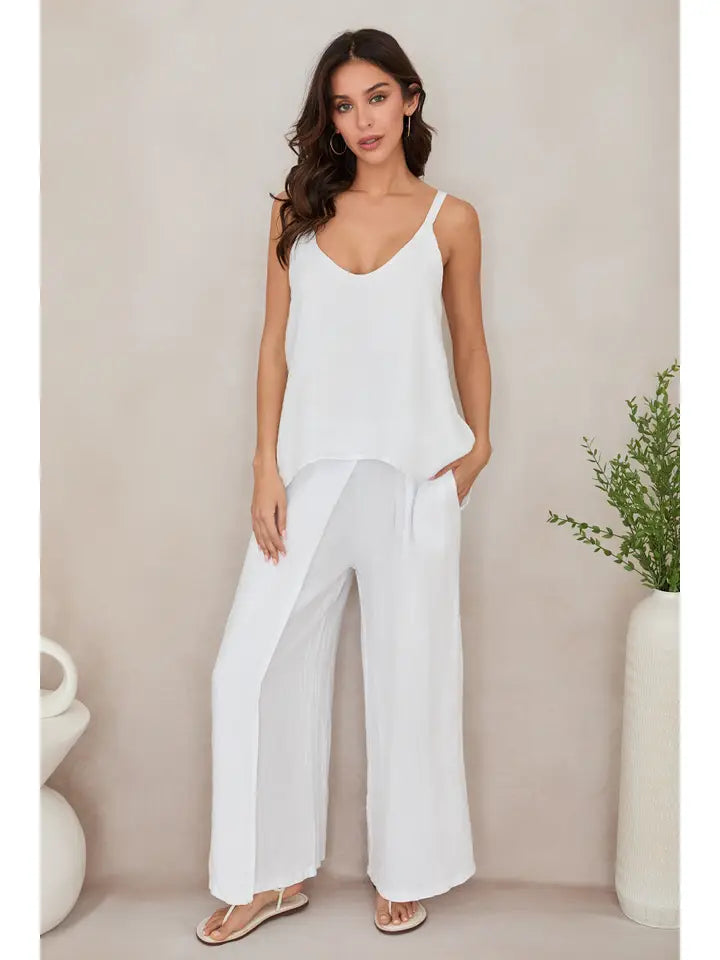 Adjustable Strap Linen Tank Top White-Tank Top-MILIO MILANO-XS-White-Urbanheer