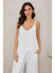 Adjustable Strap Linen Tank Top White-Tank Top-MILIO MILANO-XS-White-Urbanheer