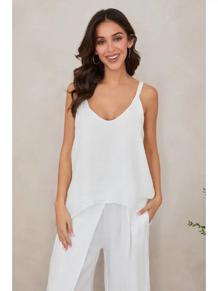 Adjustable Strap Linen Tank Top White-Tank Top-MILIO MILANO-XS-White-Urbanheer