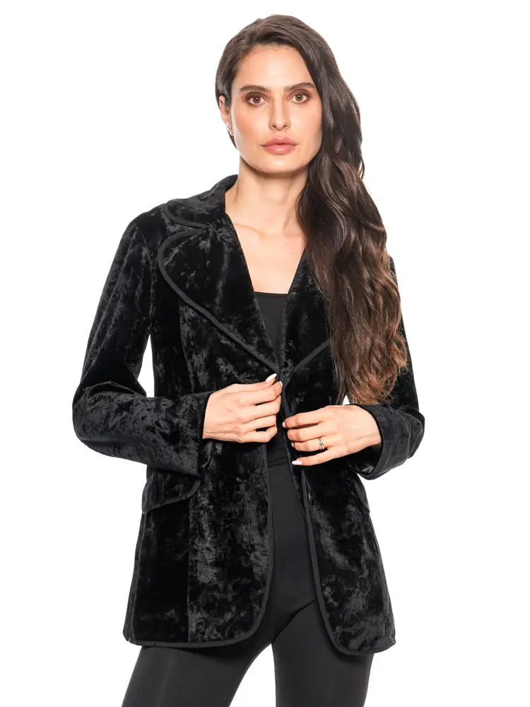 Adore "Darling" Embroidered Velvet Blazer – Black Luxe