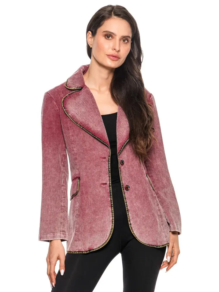 Adore “Darling” Embroidered Velvet Corduroy Blazer