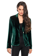 Adore Emerald Velvet Blazer – Jewel-Toned Sophistication