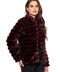 Faux Fur Horizontal Stripe Jacket – Deep Wine Ombre