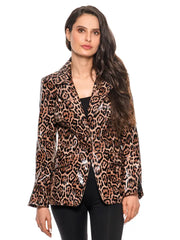 Adore Glossy Leopard Print Blazer – Bold & Sleek