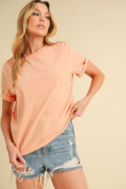 Aemi + Co Exposed Seam Round Neck Short Sleeve T-Shirt-Street 360-Watermelon pink-S-Urbanheer