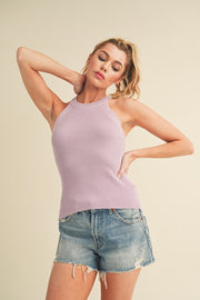 Aemi + Co Grecian Neck Ribbed Tank-Street 360-Lilac-S-Urbanheer