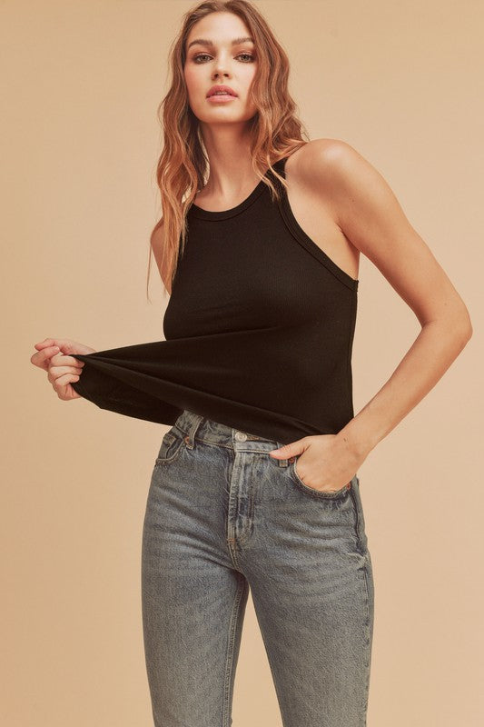 Aemi + Co Lightweight Ribbed Tank-Street 360-Black-M-Urbanheer