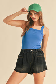 Aemi + Co Square Neck Wide Strap Tank-Street 360-Royal Blue-S-Urbanheer