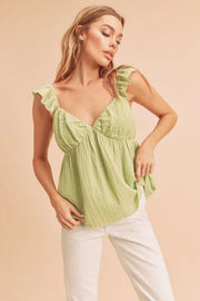 Aemi + Co Sweetheart Neck Ruffled Strap Top-Street 360-Yellow-Green-S-Urbanheer