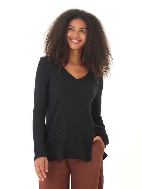 Agatha Textured Slub Jersey Slit Long Sleeve