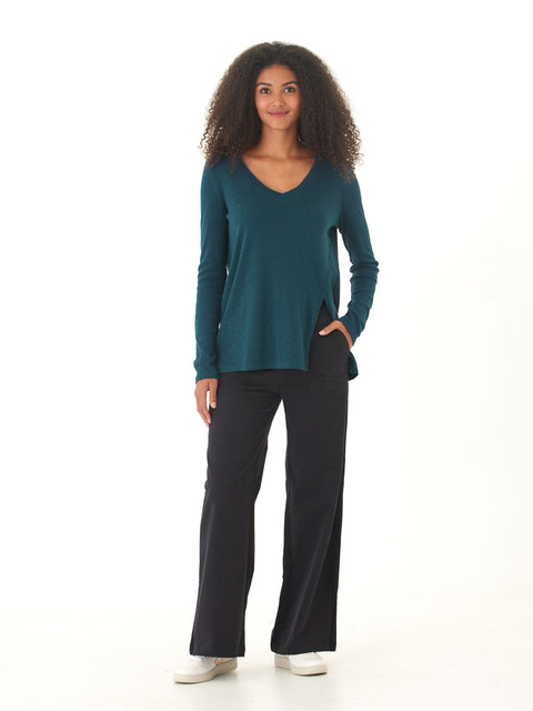 Agatha Textured Slub Jersey Slit Long Sleeve