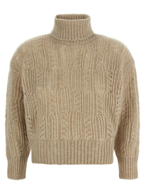 Agnona Openwork Turtleneck Sweater