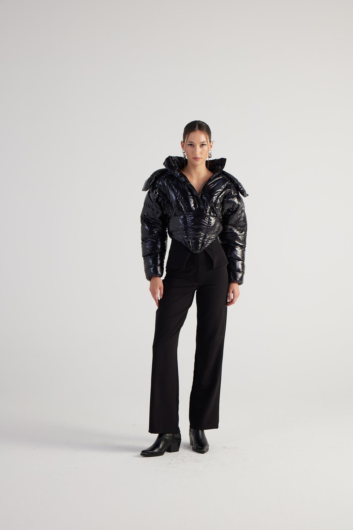 Aida Black Puffer Hooded Jacket-Jackets & Blazers-Buy Me Fur Ltd-Black-L-Nylon-Urbanheer