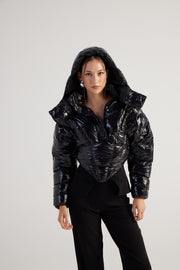 Aida Black Puffer Hooded Jacket-Jackets & Blazers-Buy Me Fur Ltd-Black-L-Nylon-Urbanheer
