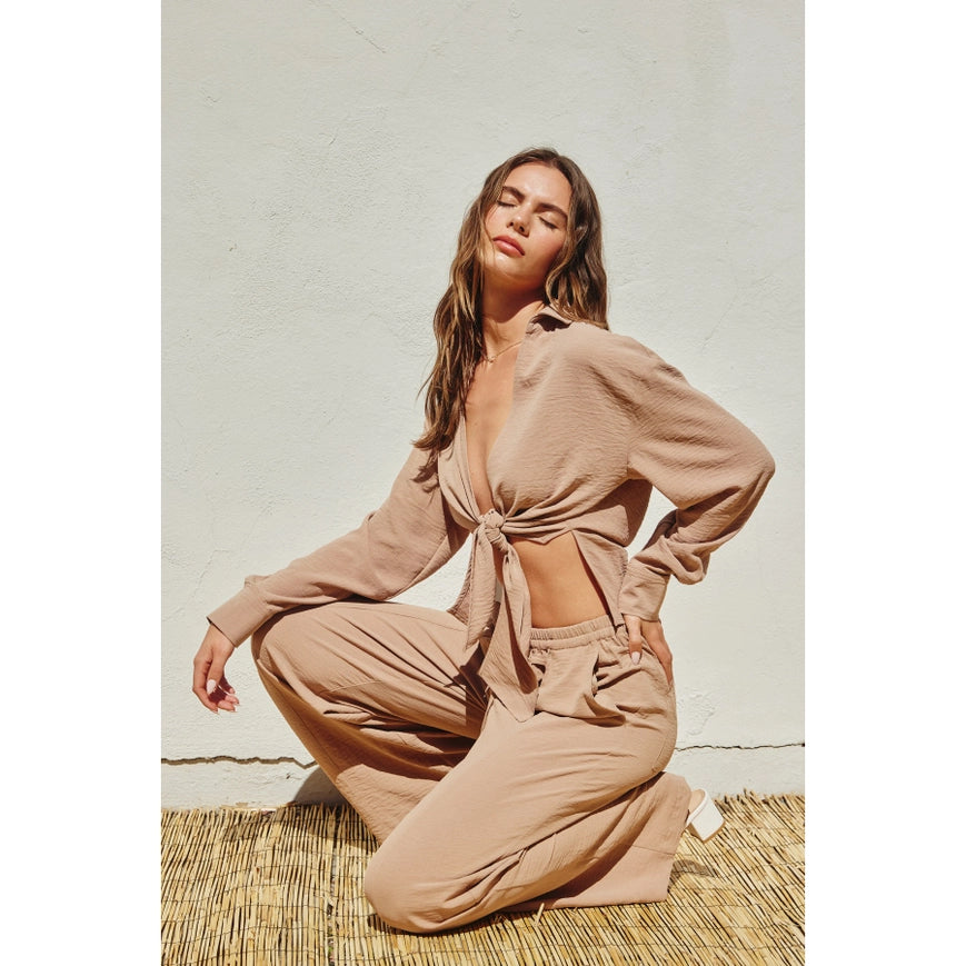 Air Flow Knot Front Top Sand-TOP-Dress Forum-S-Urbanheer