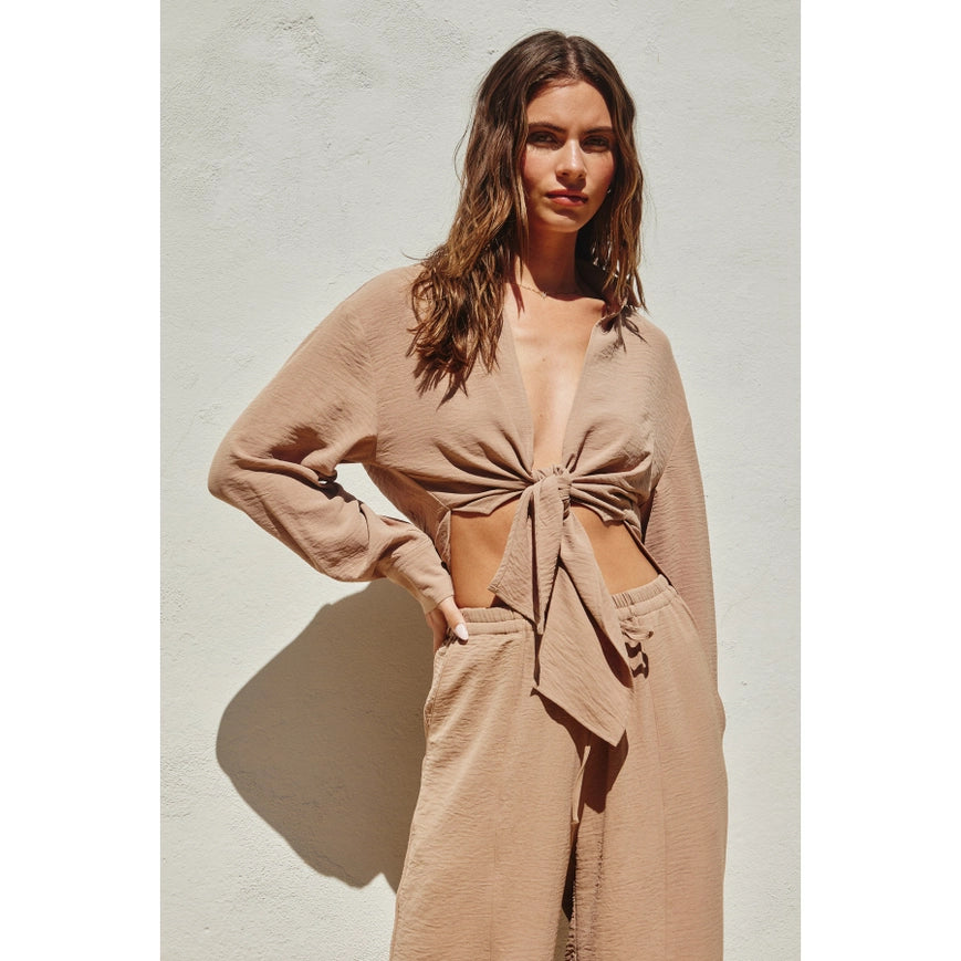 Air Flow Knot Front Top Sand-TOP-Dress Forum-S-Urbanheer