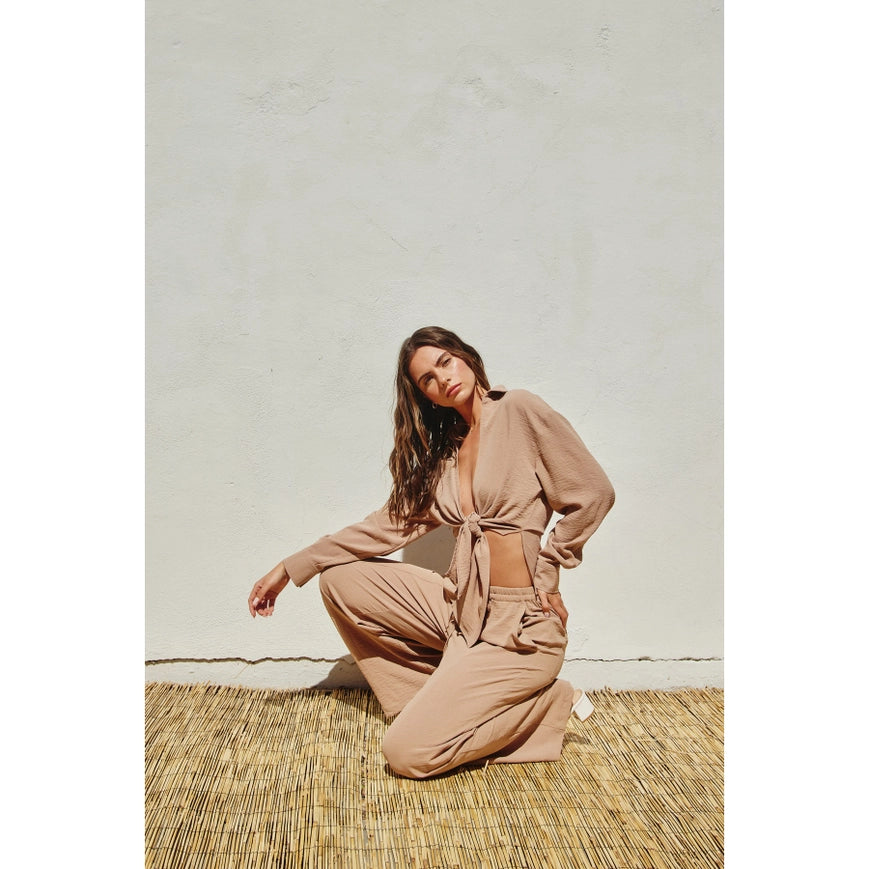 Air Flow Knot Front Top Sand-TOP-Dress Forum-S-Urbanheer