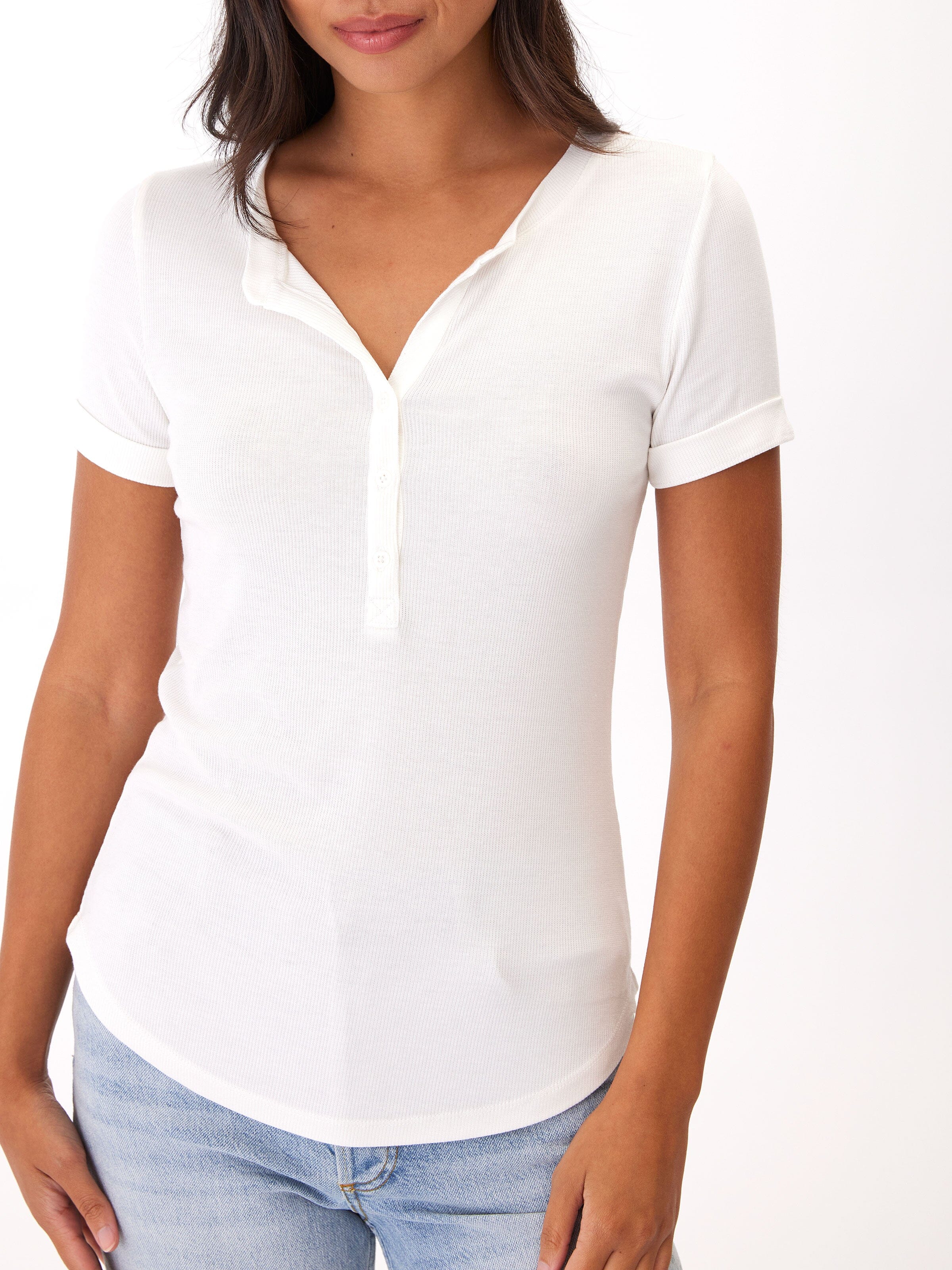 Akia Feather Rib Henley Tee