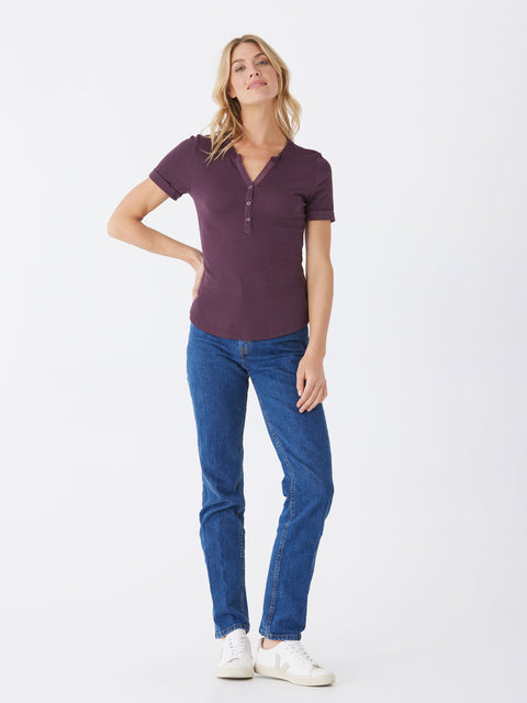 Akia Feather Rib Henley Tee