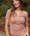 Akia Feather Rib Henley Tee