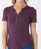 Akia Feather Rib Henley Tee