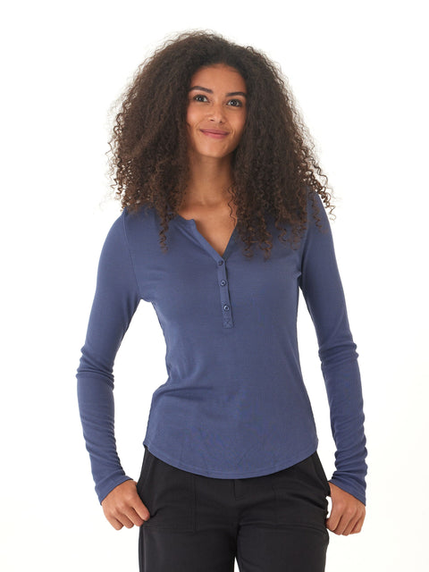 Akia Feather Rib Long Sleeve Henley