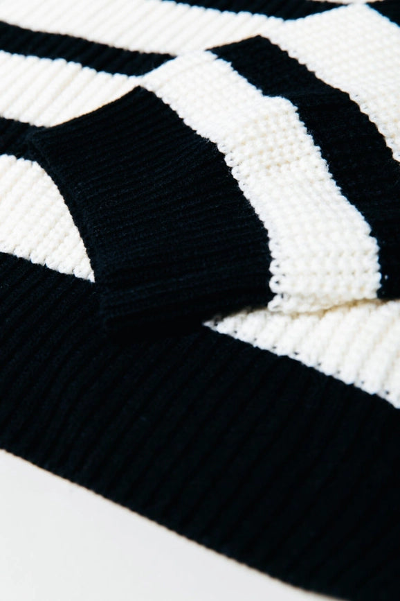 Alba Stripe Knit | Black/White-Sweater-Colourful Rebel-XS-Black/white-Urbanheer