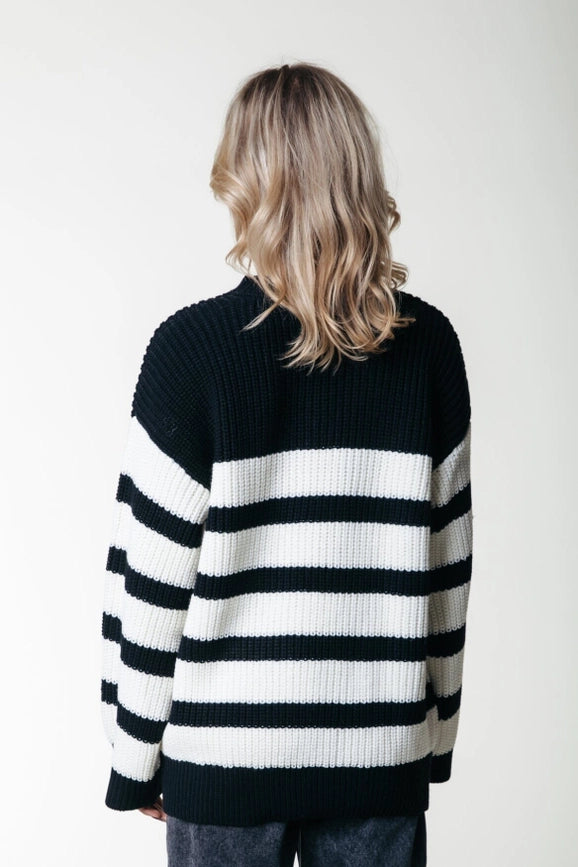 Alba Stripe Knit | Black/White-Sweater-Colourful Rebel-XS-Black/white-Urbanheer
