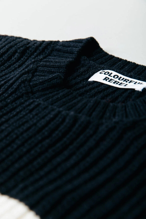 Alba Stripe Knit | Black/White-Sweater-Colourful Rebel-XS-Black/white-Urbanheer