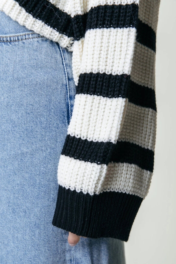 Alba Stripe Knit | Black/White-Sweater-Colourful Rebel-XS-Black/white-Urbanheer