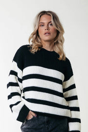 Alba Stripe Knit | Black/White-Sweater-Colourful Rebel-XS-Black/white-Urbanheer