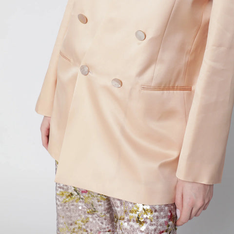 Alberta Ferretti Beige double-breasted jacket in silk organza