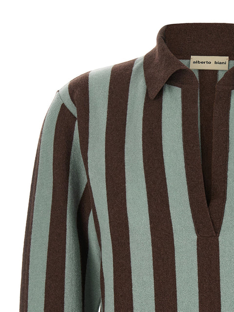 Alberto Biani Striped Knit Polo Shirt