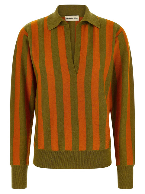 Alberto Biani Striped Knit Polo Shirt