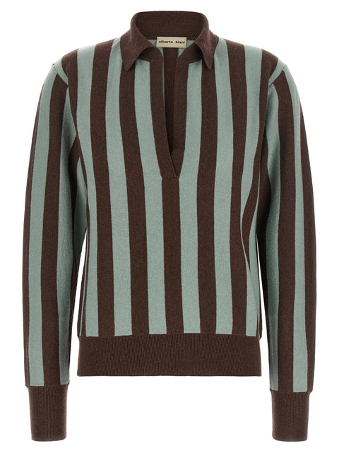 Alberto Biani Striped Knit Polo Shirt