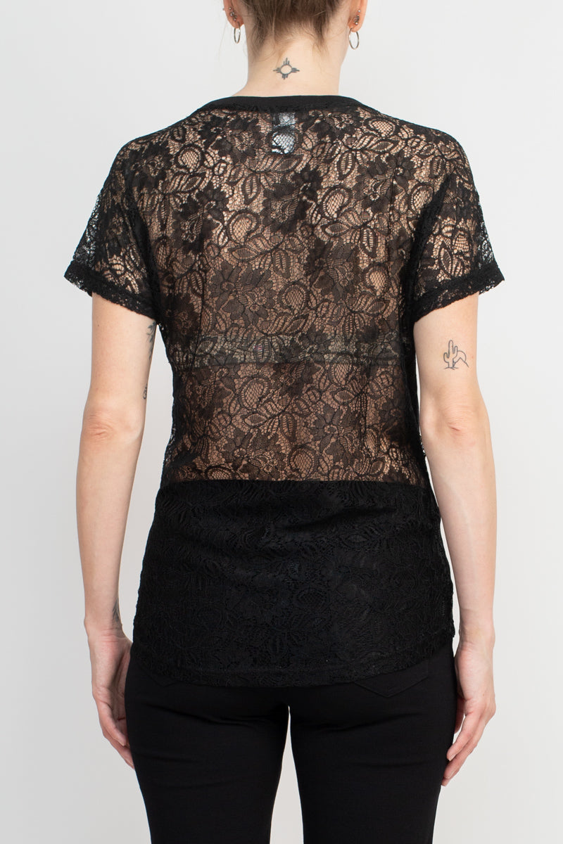 Alberto Makali Crew Neck Short Sleeve Embroidered Spandex Top-Clothes-ALBERTO MAKALI-PINK-L-Urbanheer